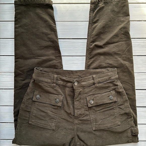 Free People Kyo Carpenter Corduroy Pants Olive size 2 - Picture 5 of 7